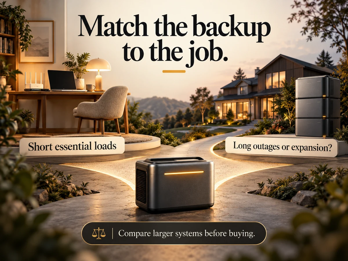 Illustration: A choice between a small essentials plan and a larger backup system
