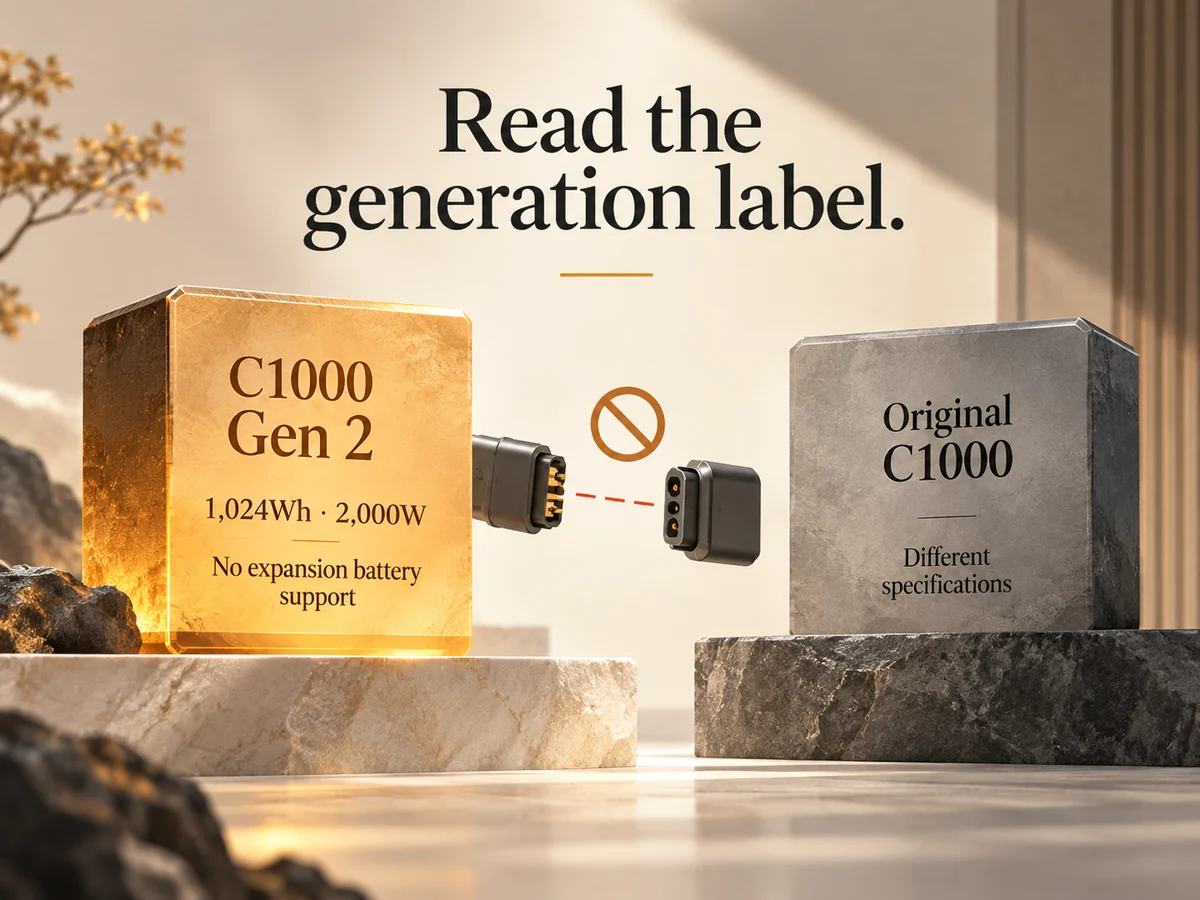 Illustration: Gen 2 and the original C1000 shown as distinct specification groups